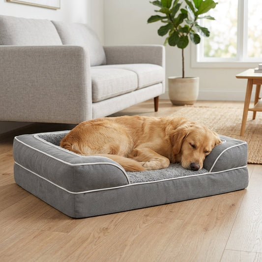 Orthopedic Extra Large Dog Bed – 44" Waterproof Washable XL Pet Bed with Egg-Crate Foam (Grey)